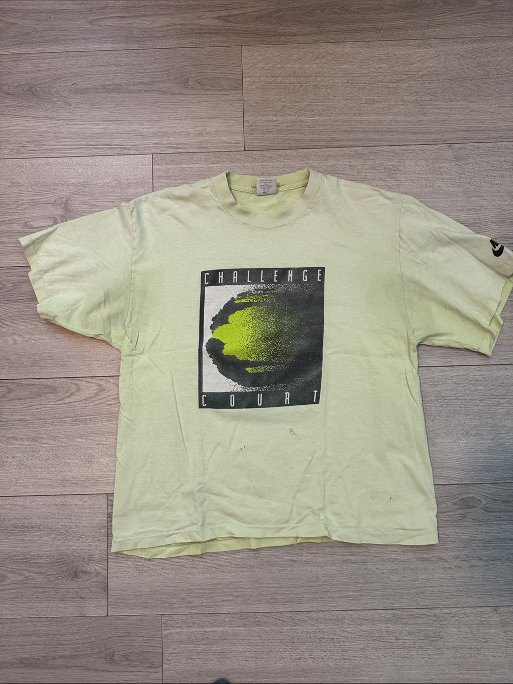 Vintage Nike Challenge Court Short Sleeve Graphic Tee in Light Yellow-Green